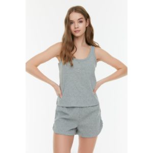 Trendyol Gray Button Detailed Camisole Knitted Pajamas