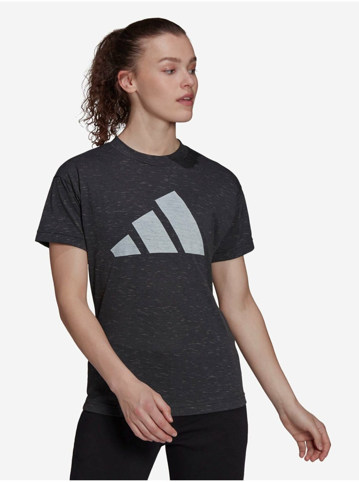 Tmavě šedé dámské žíhané tričko adidas