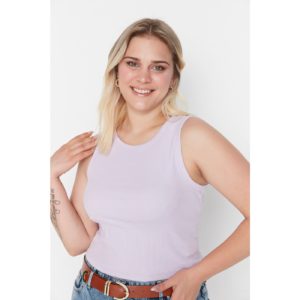 Trendyol Curve Lilac Crew Neck Knitted Crop