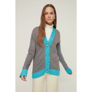 Trendyol Turquoise V Neck Knitwear