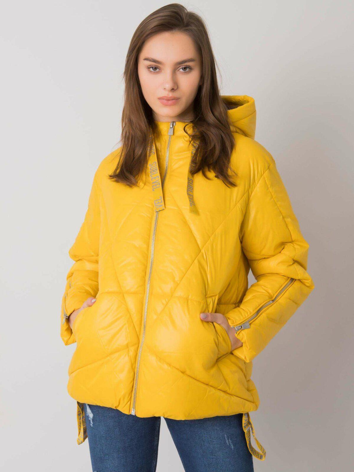Žlutá prošívaná zimní bunda