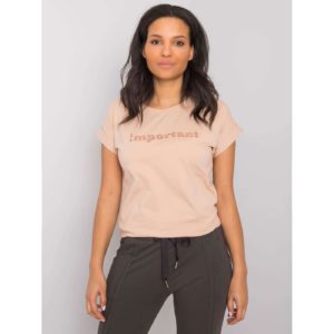 Beige t-shirt with embroidered