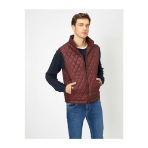 Koton Men's Claret Red Quilted Stand