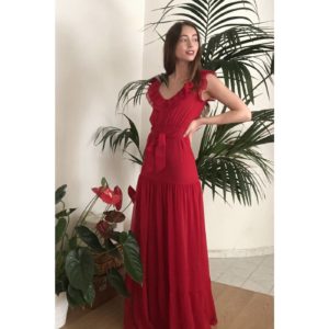 Trendyol Red Belted Ruffle Detailed