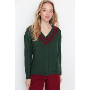 Trendyol Emerald Green V-Neck Knitwear