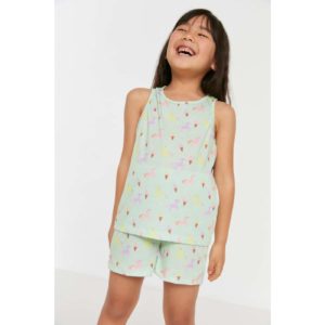 Trendyol Mint Printed Girls Knitted