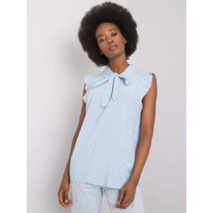 Blue polka dot blouse with a