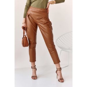 Fashionable brown faux leather pants