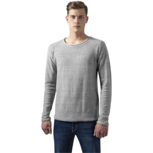 Fine Knit Melange Cotton Sweater grey
