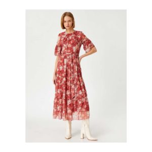 Koton Floral Patterned Midi Dress Short