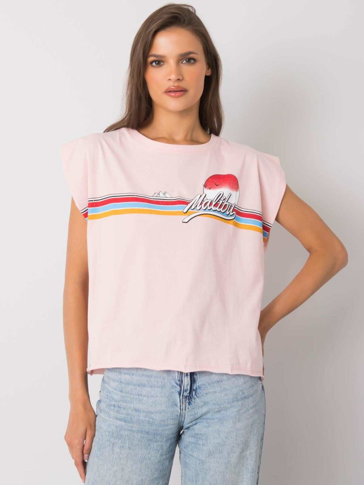 Světle růžové bavlněné tričko