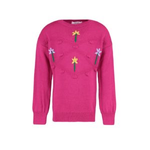 Trendyol Fuchsia Flower Embroidery Girl Knitwear