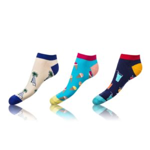 Zábavné nízké crazy ponožky unisex v setu 3 páry - modrá -