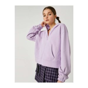 Koton Women's Purple Cotton Hoodie