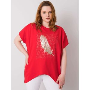 Plus size red blouse with print
