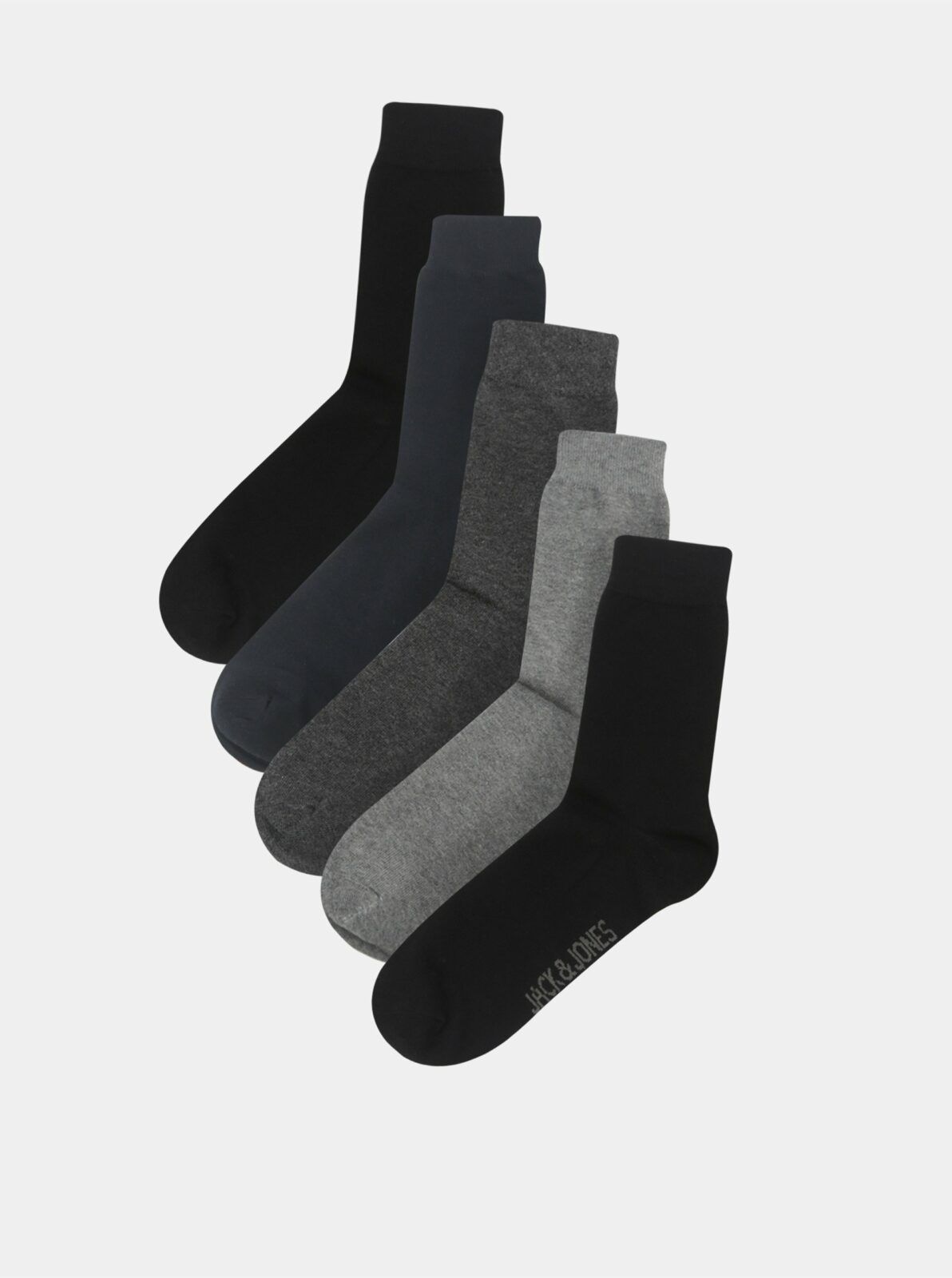 Sada pěti párů pánských ponožek v černé a šedé