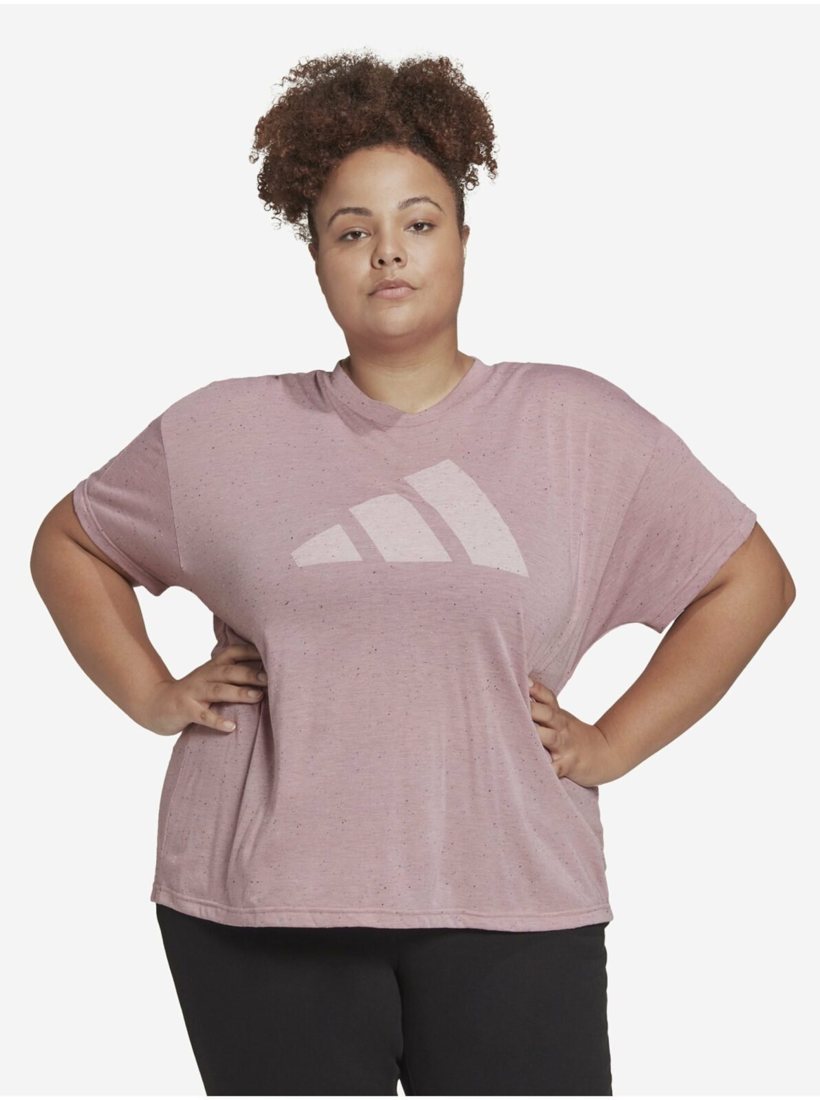 Starorůžové dámské žíhané tričko adidas