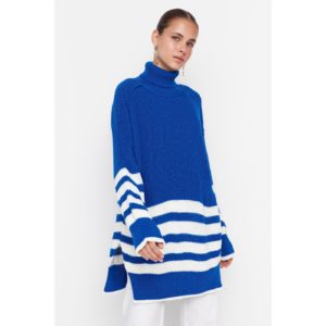 Trendyol Blue Striped Oversize Knitwear