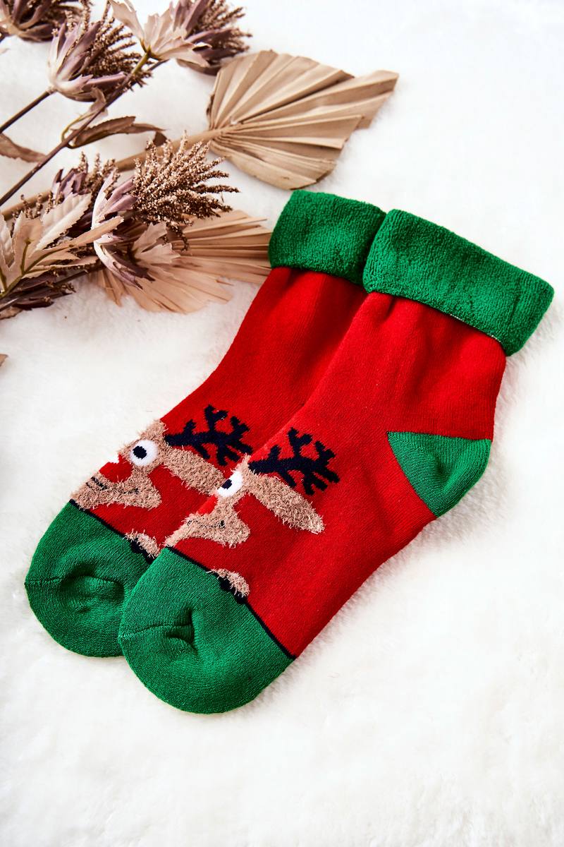 Vánoční ponožky sob červený