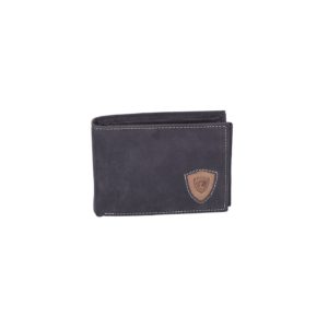 Men's black leather wallet with an