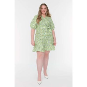 Trendyol Curve Green Double Breasted Collar