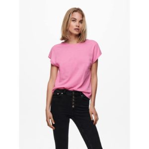 Růžové tričko s výstřihem na zádech ONLY