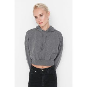 Trendyol Anthracite Basic Crop Knitted