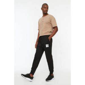 Trendyol Black Men's Regular Fit Ribbed Printed