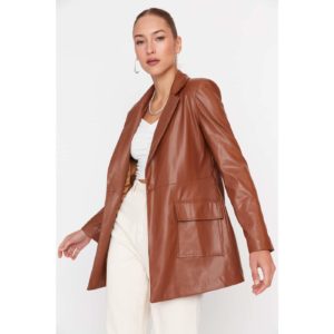 Trendyol Brown Faux Leather