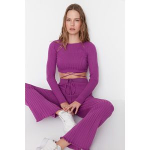 Trendyol Purple Bag Detailed Knitwear Bottom-Top