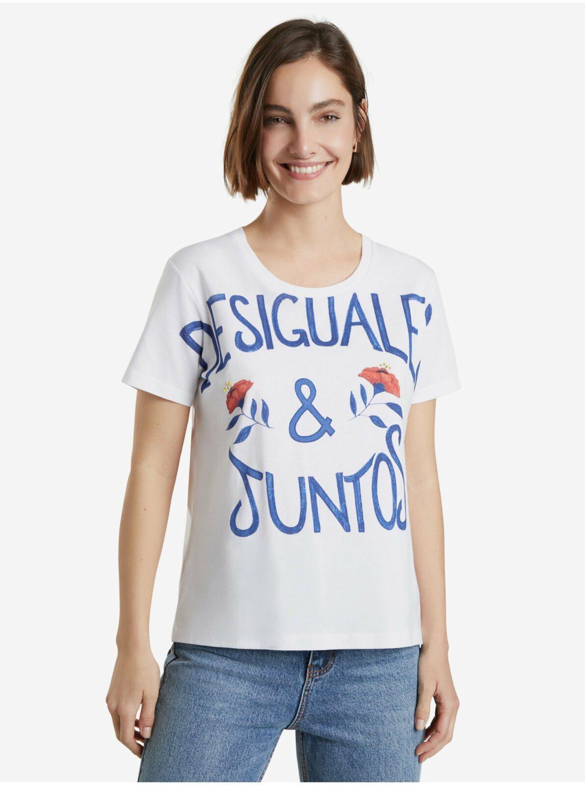Bílé dámské tričko s nápisem Desigual Desiguales