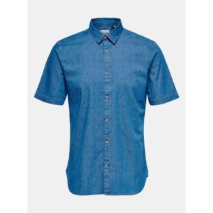 Modrá džínová košile s krátkým rukávem ONLY & SONS -