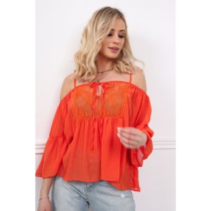 Orange chiffon oversize blouse