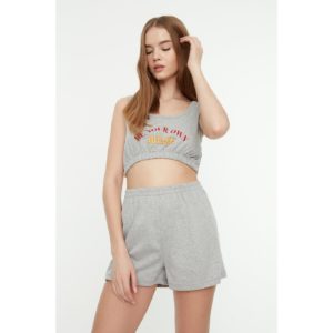 Trendyol Gray Crop Knitted