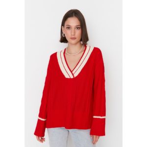 Trendyol Red V-Neck Knitwear