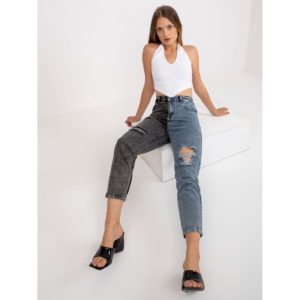 Blue and black high-waisted denim jeans from RUE