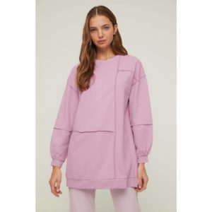 Trendyol Lilac Crew Neck Stitch Detail Knitted