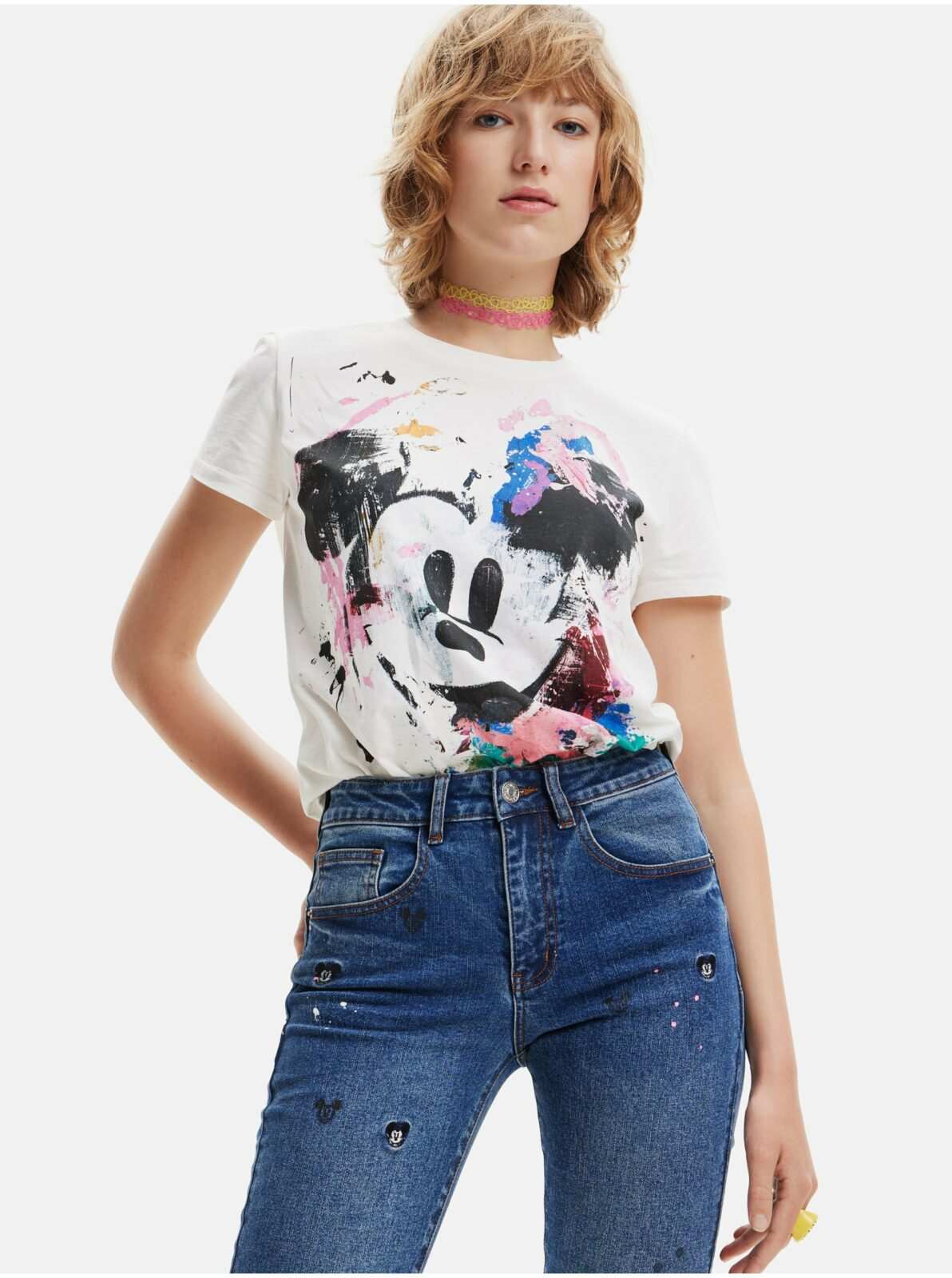 Bílé dámské tričko Desigual Mickey