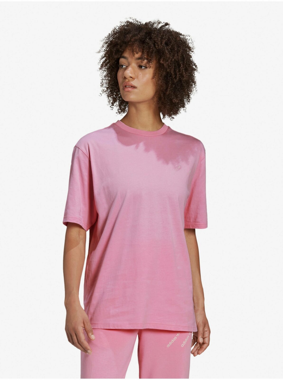 Růžové dámské oversize tričko adidas