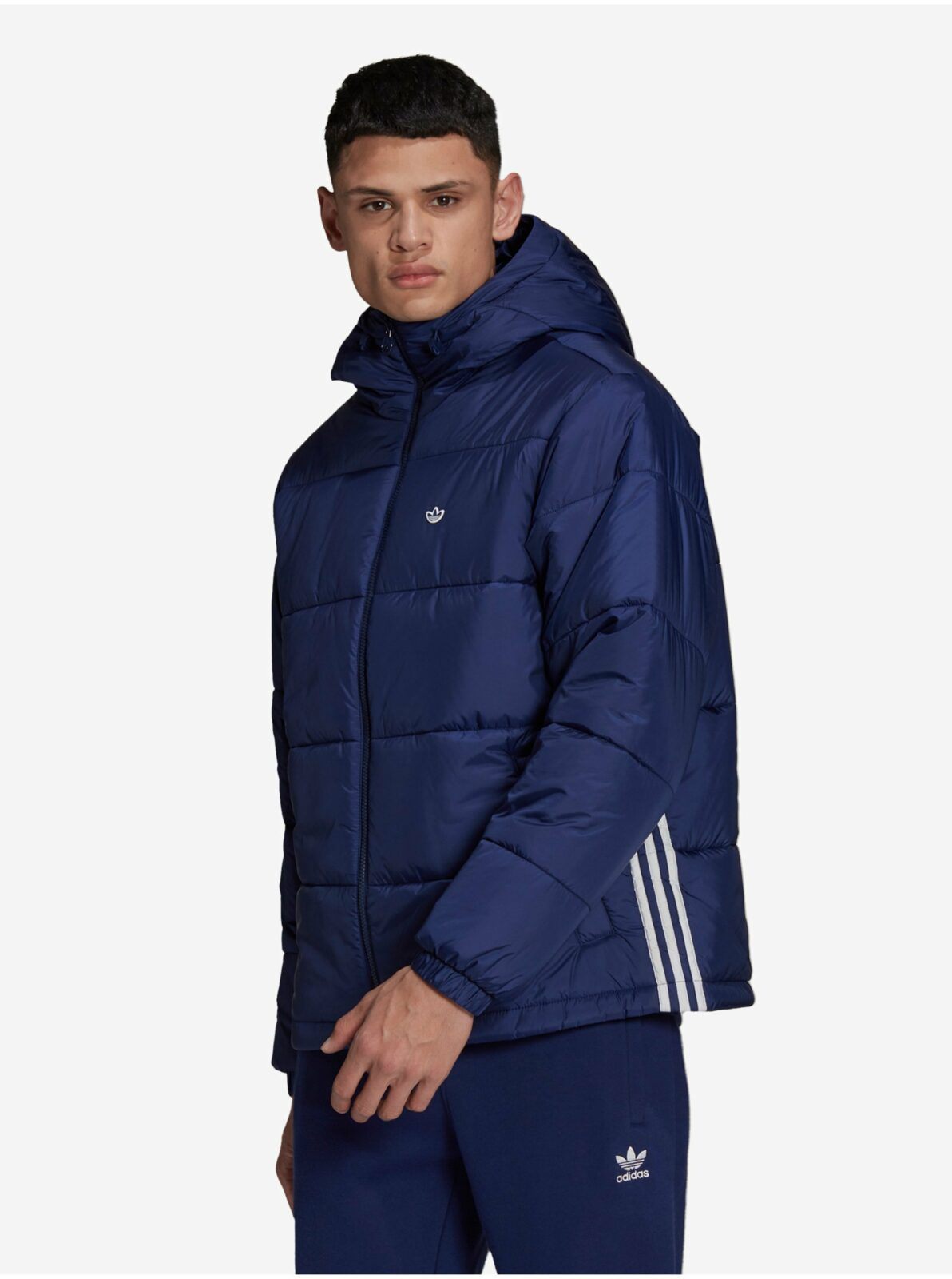 Tmavě modrá pánská bunda s kapucí adidas