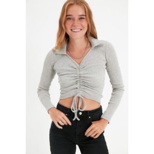 Trendyol Gray Ruffle Detailed Knitted