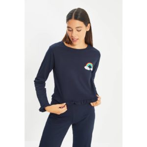 Trendyol Navy Blue Embroidered Knitted