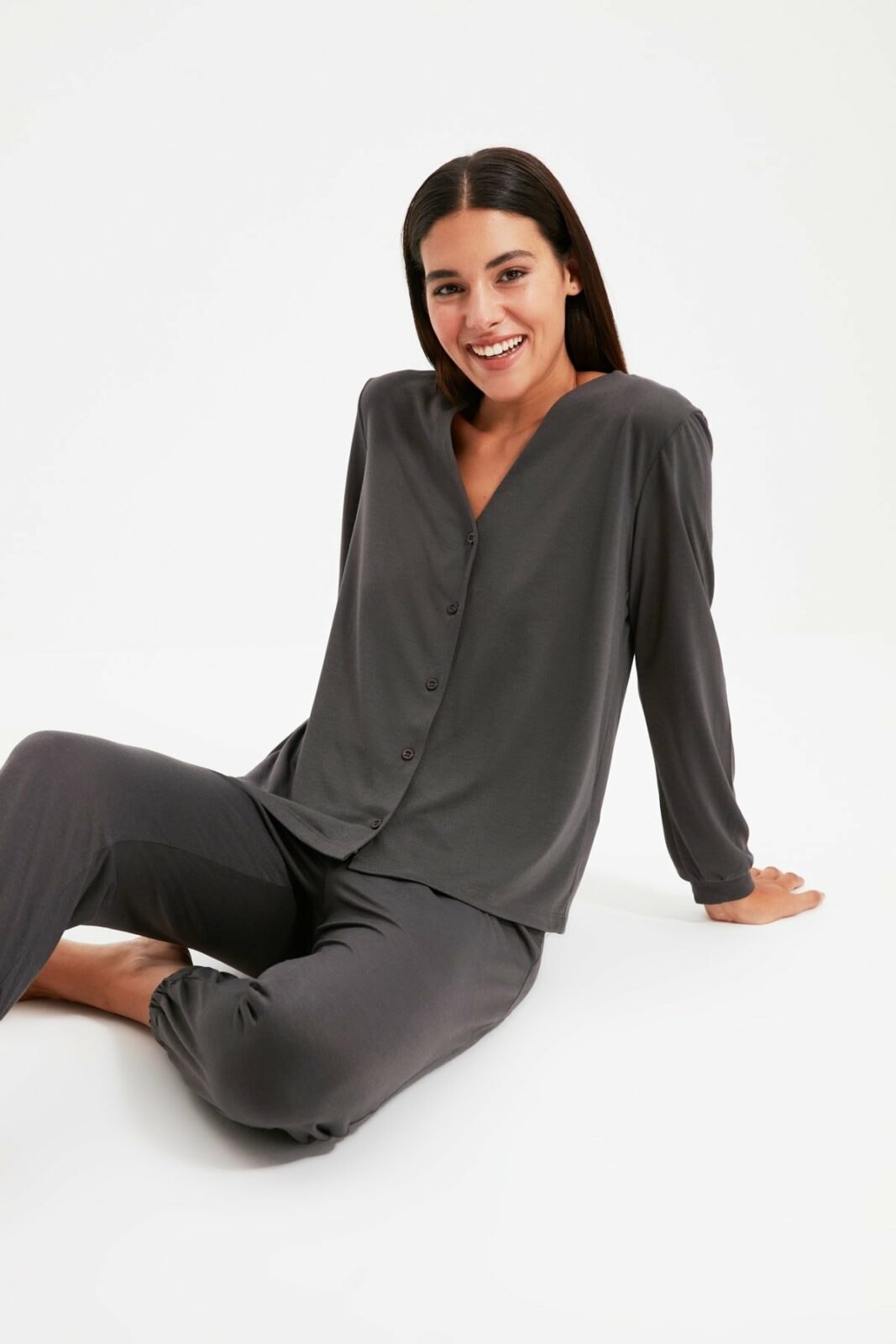 Trendyol Anthracite Knitted Pajamas