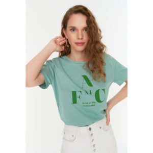 Trendyol Mint Printed Basic Knitted