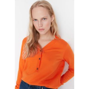Trendyol Orange Button Detailed Knitwear