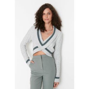 Trendyol Gray Crop Knitted Detailed