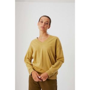Plain V-neck sweatshirt - olive