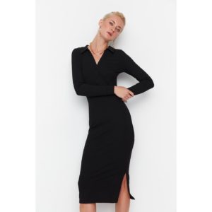 Trendyol Black Ribbed Maxi Knitted