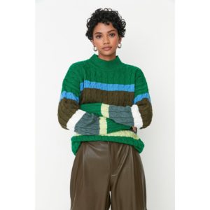 Trendyol Green Color Block Knitwear
