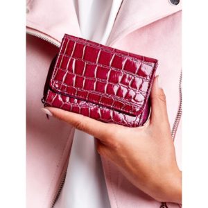 Women's dark red wallet with a crocodile skin